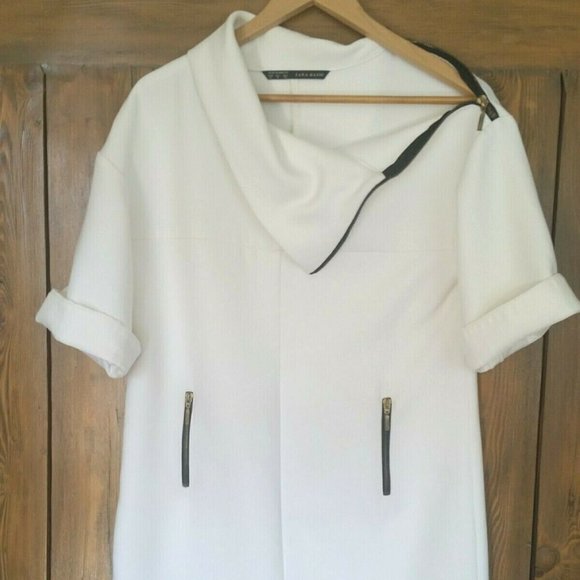New Zara White Sheath Dress/Tunic Top with Black Accents - Picture 3 of 7